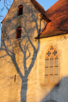 Schatten eines Baumes vor Klosterkirche