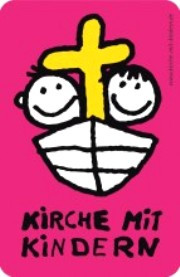 Zwei Kinder in einem Boot  mit Kreuz (comic) 